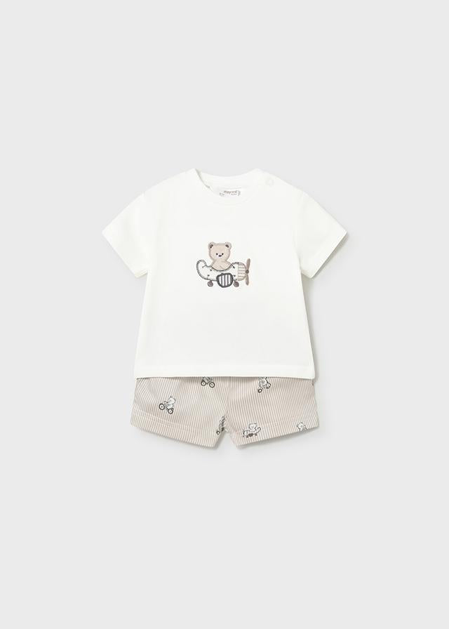 Completo pantaloncino e maglietta orsetto neonato 