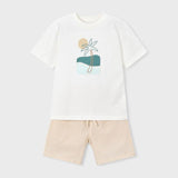 Completo bermuda e maglietta ricamata bambino 