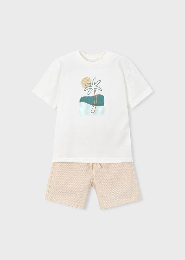 Completo bermuda e maglietta ricamata bambino 