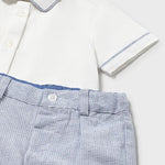 Completo pantaloncine e camicia in lino neonato 
