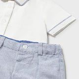 Completo pantaloncine e camicia in lino neonato 