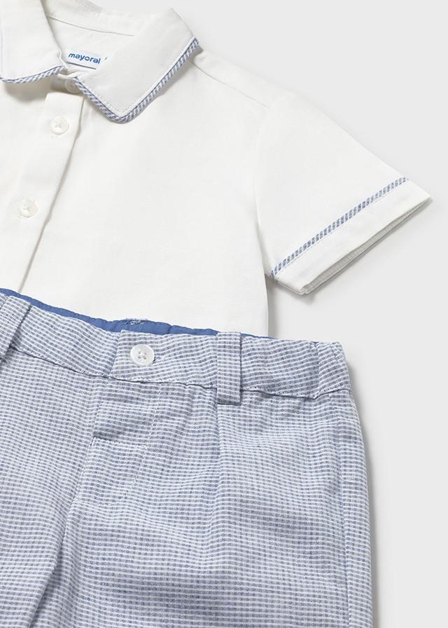 Completo pantaloncine e camicia in lino neonato 
