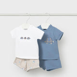 Completo 4 pezzi pantalone corto neonato 