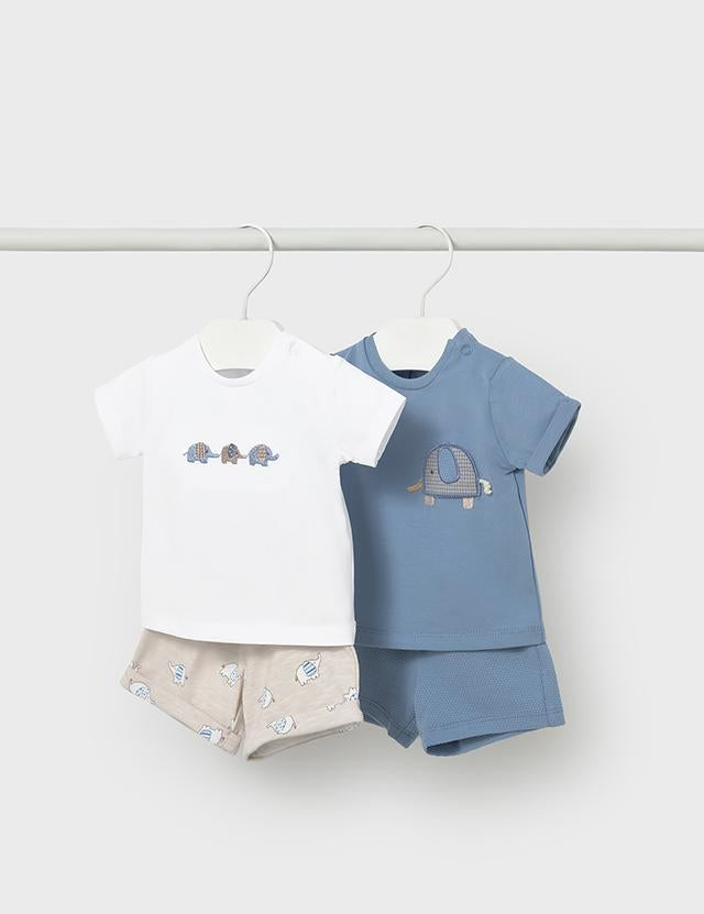 Completo 4 pezzi pantalone corto neonato 
