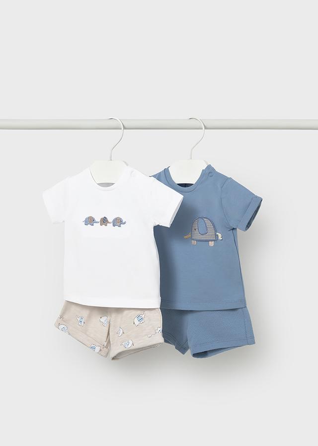Completo 4 pezzi pantalone corto neonato 