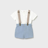 Completo pantaloncino bretelle e camicia neonato 