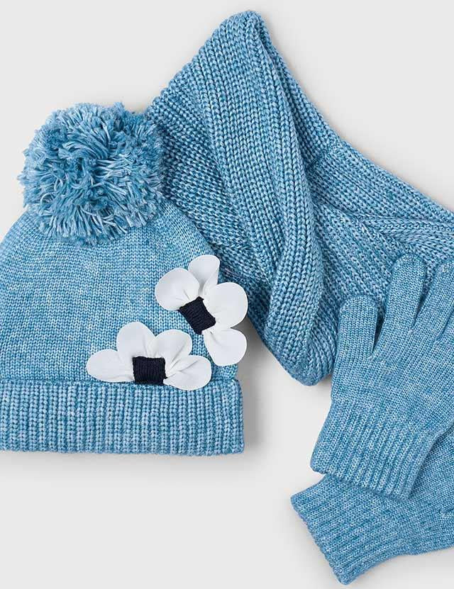 Set 3 pezzi sciarpa bambina 