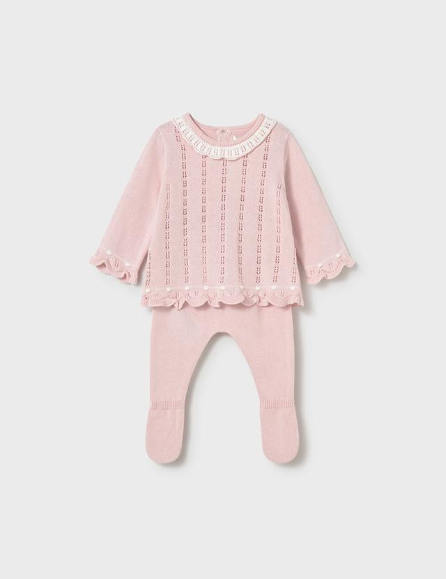 Completo ghettina e maglioncino tricot neonata 