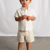 Completo pantaloncine e camicia in lino neonato 