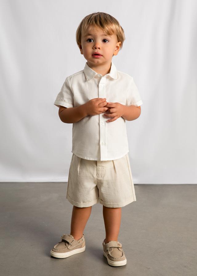 Completo pantaloncine e camicia in lino neonato 