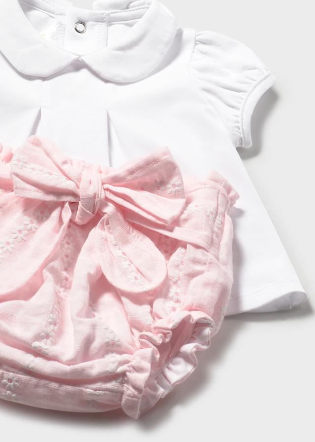 Completo 3 pezzi tricot neonata rosa 