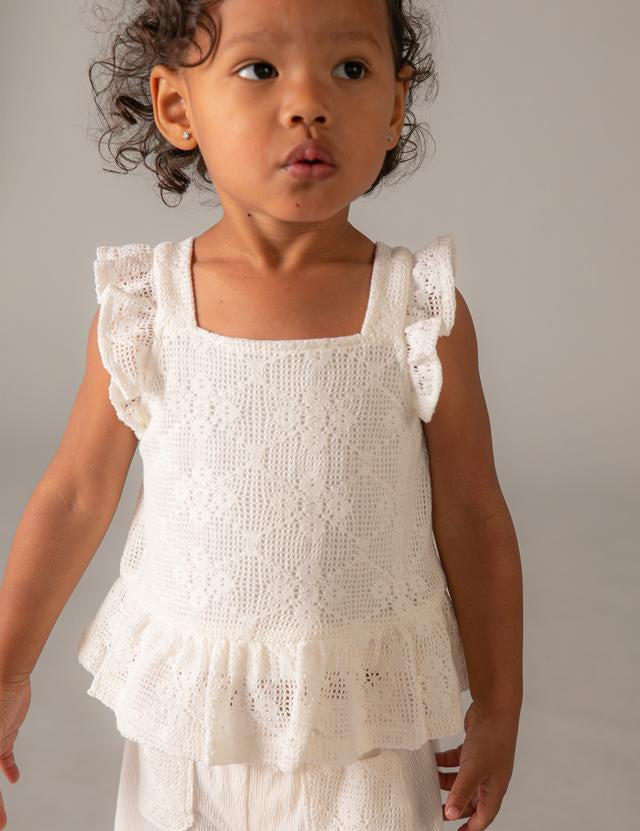 Completo pantalone e top crochet neonata 