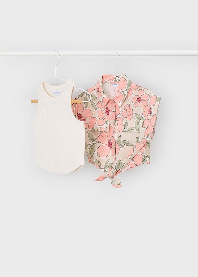 Blusa stampata con top bambina 
