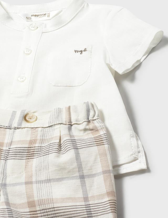 Completo pantaloncino e camicia neonato 