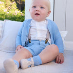 Completo pantaloncino bretelle e camicia neonato 