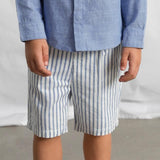 Completo bermuda e maglietta manica lunga in lino bambino<BR/> 