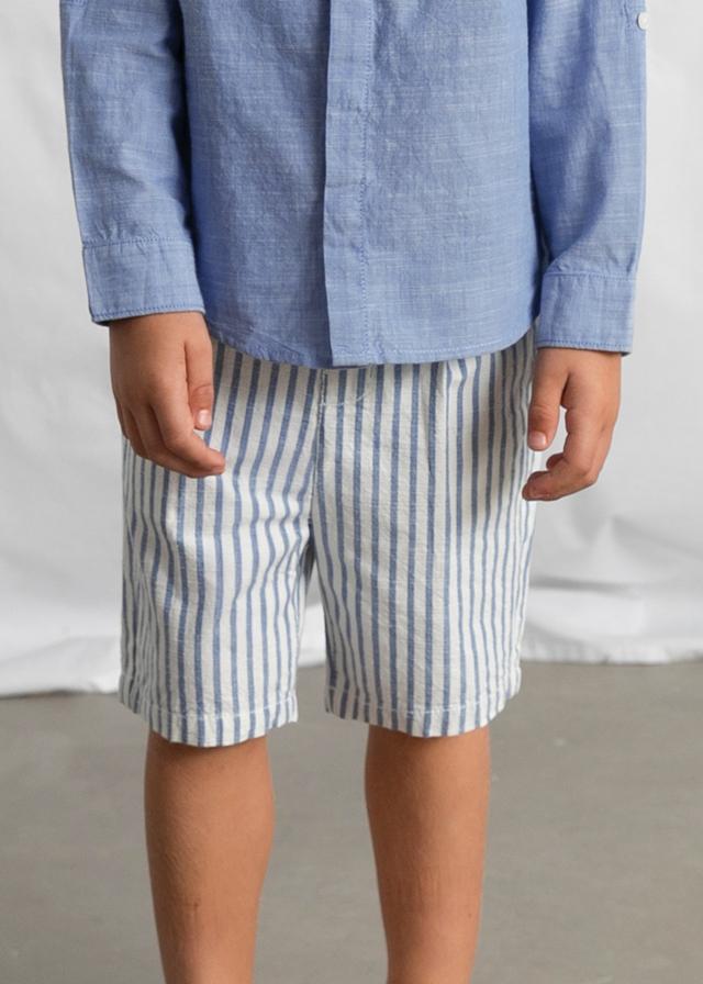 Completo bermuda e maglietta manica lunga in lino bambino<BR/> 