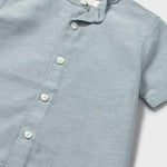 Camicia in lino con collo alla coreana neonato<BR/> 