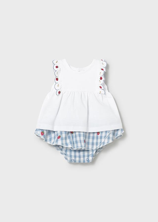 Completo gonna quadri e maglietta neonata 