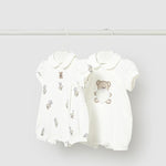 Set 2 pigiami corti ricamati neonata 