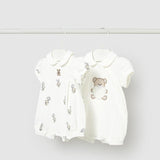 Set 2 pigiami corti ricamati neonata 
