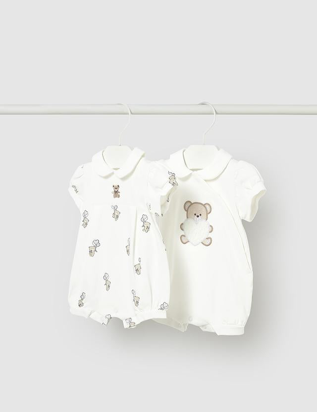 Set 2 pigiami corti ricamati neonata 
