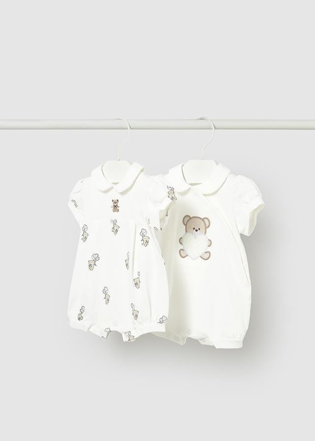 Set 2 pigiami corti ricamati neonata 