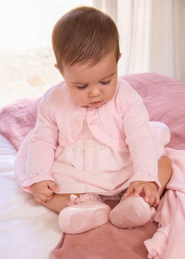 Cardigan tricot basic neonata rosa 