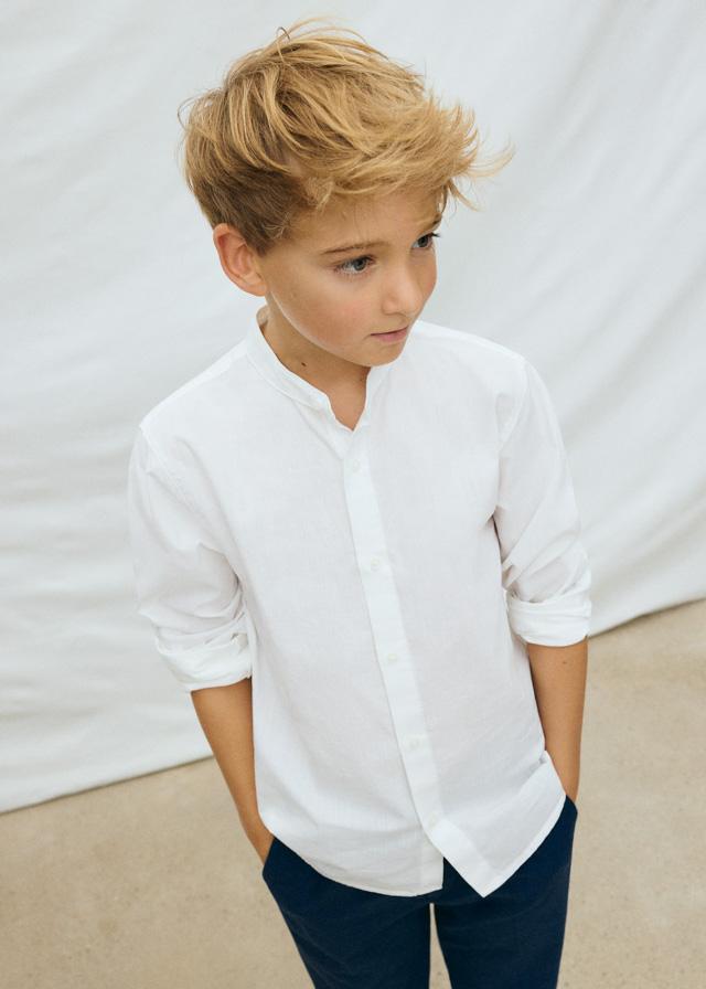 Camicia manica lunga colletto alla coreana ragazzo 