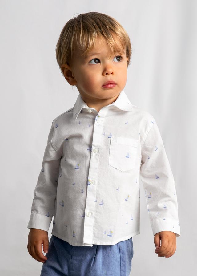 Camicia in lino manica lunga neonato 