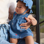 Vestito fragola in denim neonata 