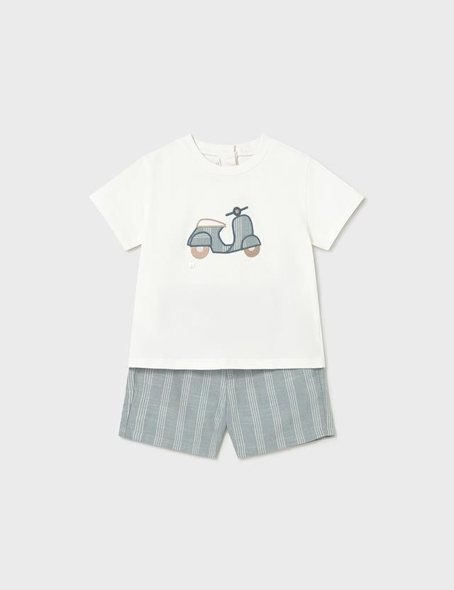 Completo pantaloncino e maglietta in lino neonato 