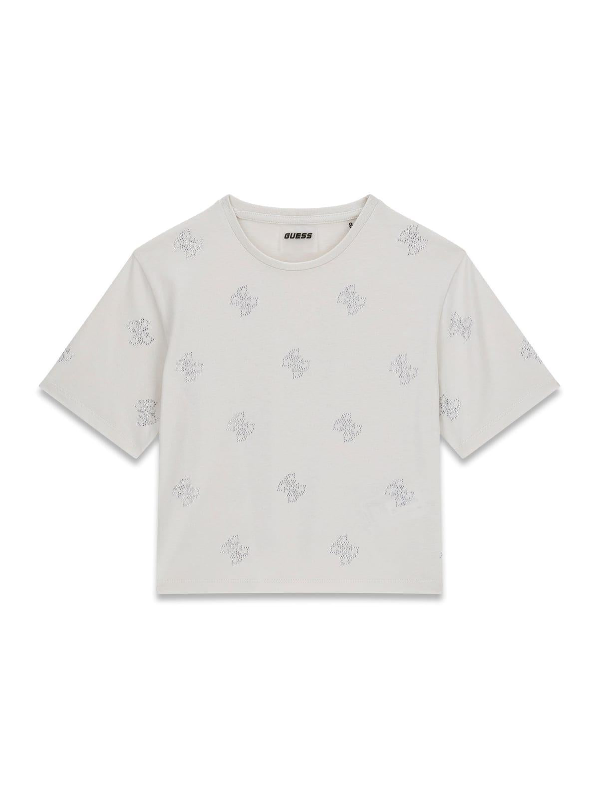 T-shirt logata con strass ragazza Guess 