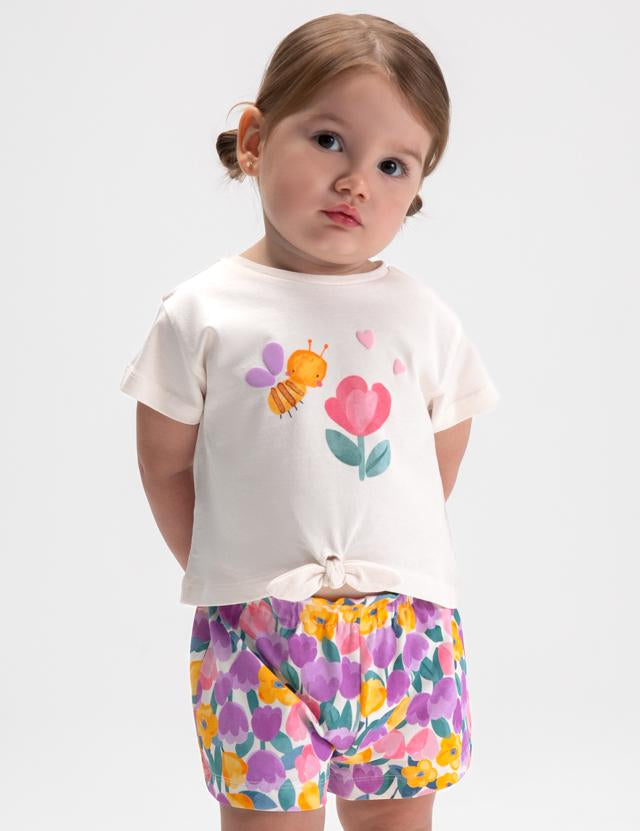 Completo 3 pezzi con pantaloncino neonata 