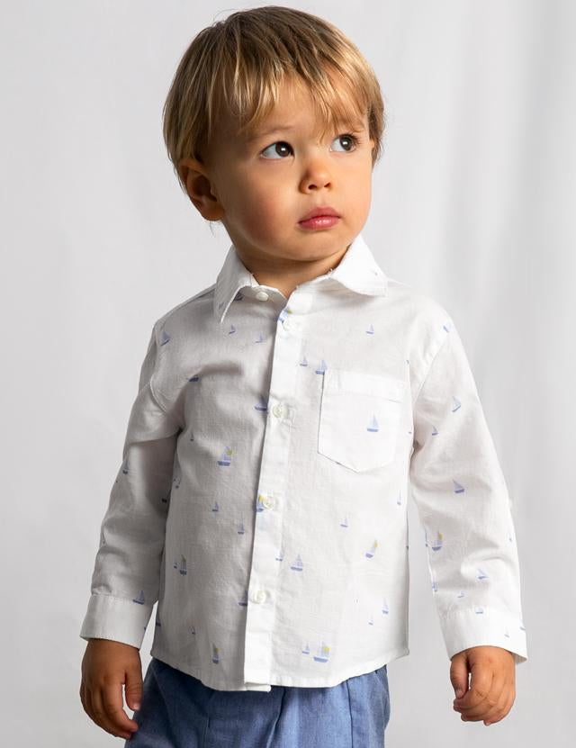 Camicia in lino manica lunga neonato 