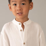 Camicia manica lunga bambula colletto alla coreana bambino 