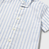 Camicia in lino con collo alla coreana neonato<BR/> 