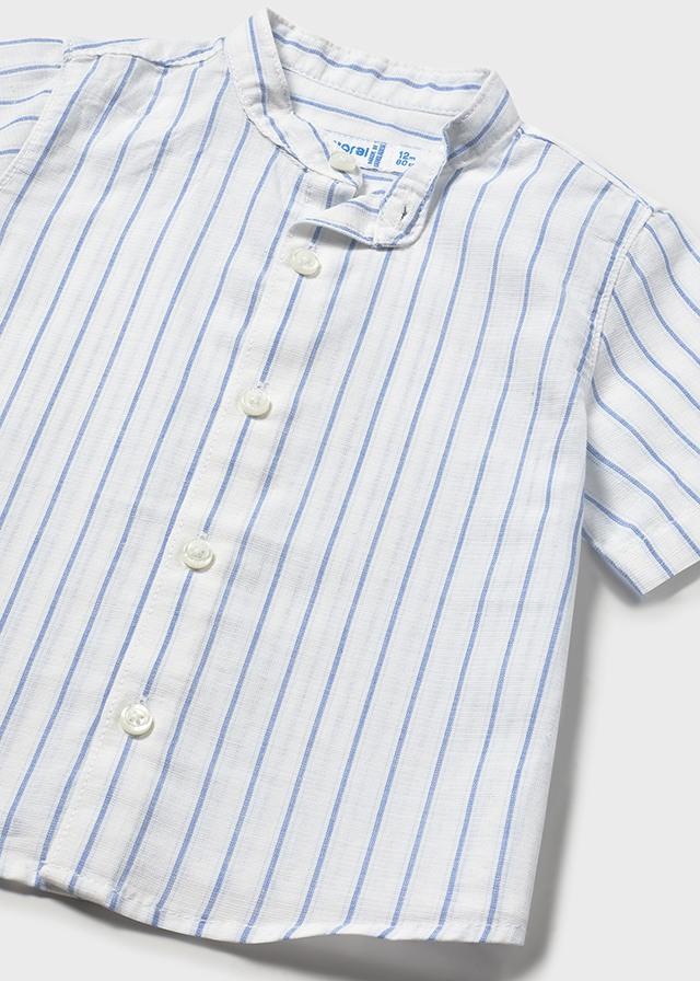 Camicia in lino con collo alla coreana neonato<BR/> 