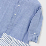 Completo bermuda e maglietta manica lunga in lino bambino<BR/> 