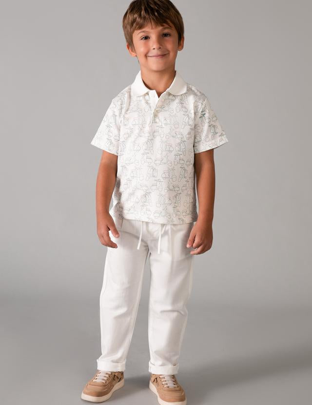 Pantalone lungo morbido chino in lino bambino 